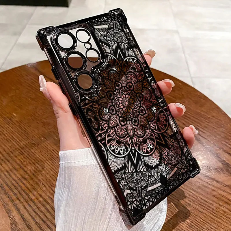 Samsung Galaxy A55 - Casing HP Transparan Motif Renda Hitam