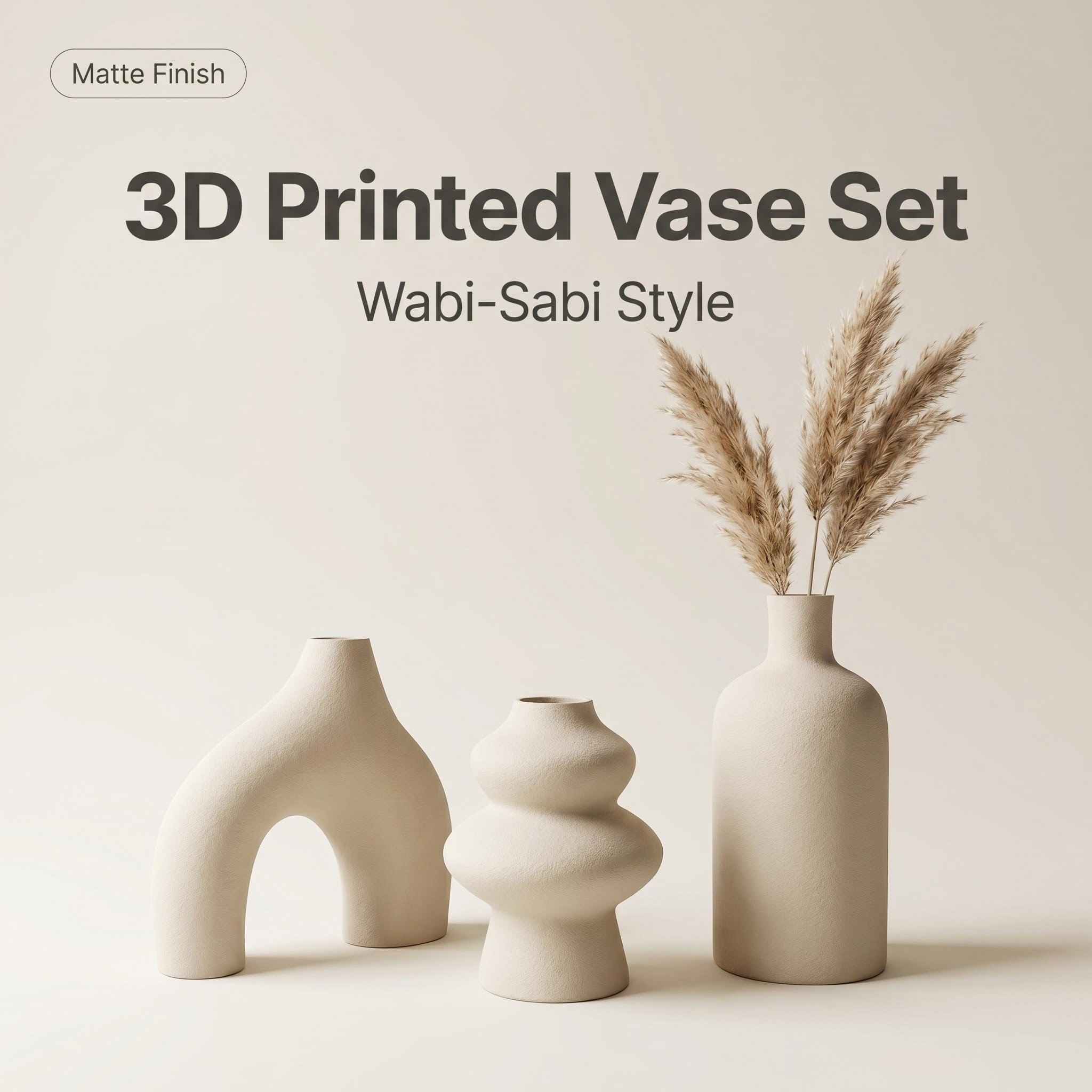 Tablet Accessories Kit - Set Vas Dekoratif Wabi-Sabi 3-Potong, Terbuat