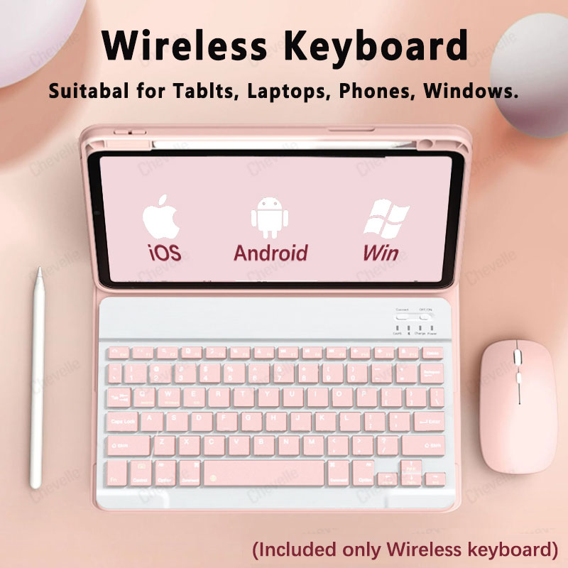 Tablet Accessories Kit - Keyboard Kompatibel dengan Bluetooth Nirkabel untuk