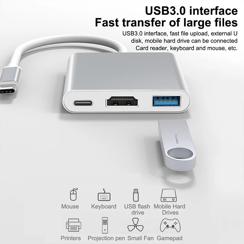 Hub USB Tipe C 3 In 1 Ke 4K HD - Tablet Ipad Accessories ulasan dan harga